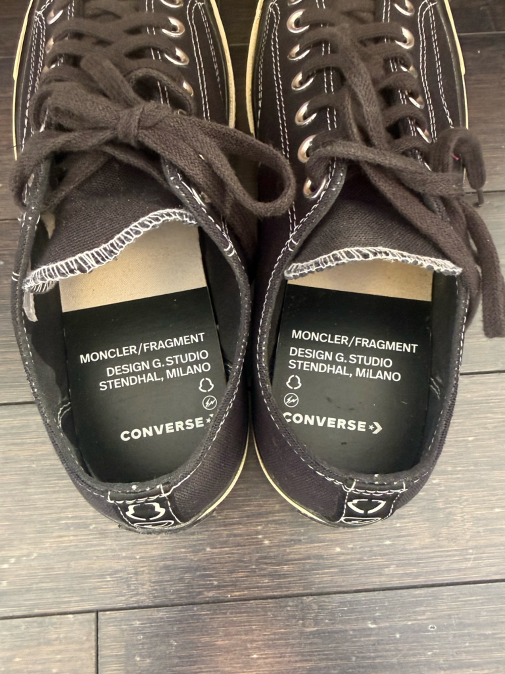 FRAGMENT DESIGN x MONCLER x CONVERSE UNISEX SNEAKERS, US MENS 9/WOMENS 11, BLACK - Picture 9 of 14